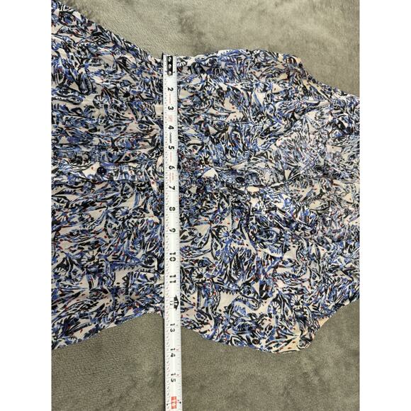 Saloni Lizzie Silk Maxi Dress Blue Ruffle Floral Sleeveless V Neck Tie Waist XS - Picture 11 of 14